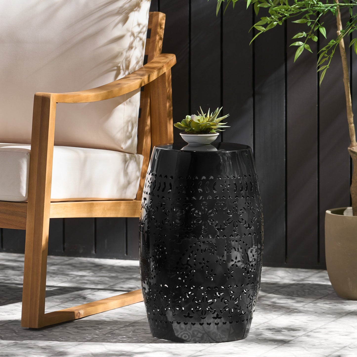 RUBY Side Table — Lace Cut Metal End Table for Outdoor & Indoor Use