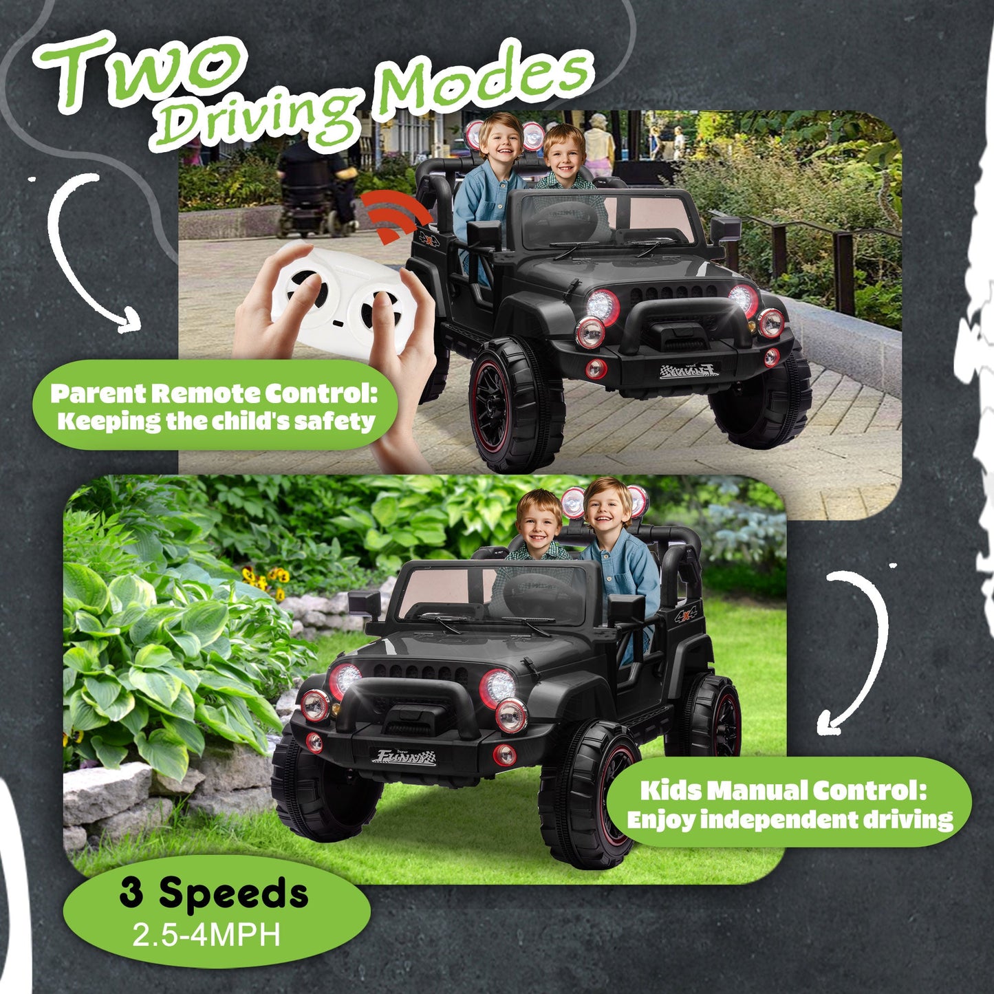 24V Kids Ride-On Electric Car with Parental Control