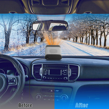 24V 200W Portable Car Heater Heating Fan 2 in 1 Defroster Defogger Demister Windshield Heater Automotive Cooling Fan with 360°Rotating Base