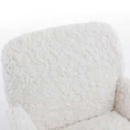 Office Chair, Artificial Rabbit Hair Home Office Chair With Metal Base, Adjustable Desk Chair Swivel Office Chair, Vanity Chair