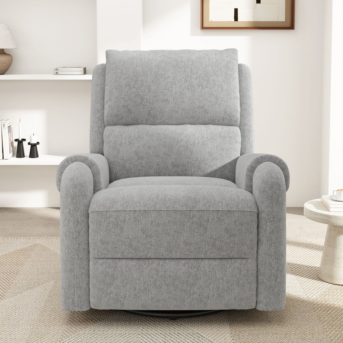 Manual Recliner Massage Chair With Swivel Rocker, 8 Massage Modes, Side Storage Pocket