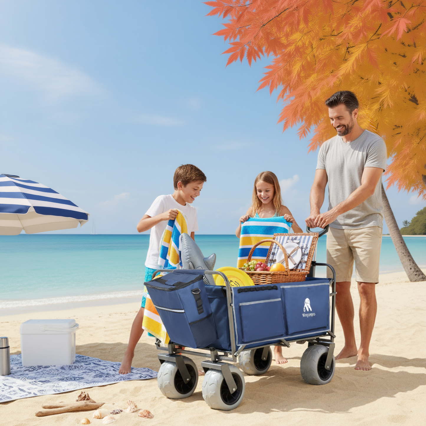 Beach Wagon with Big Wheels for Sand 500lbs Capacity