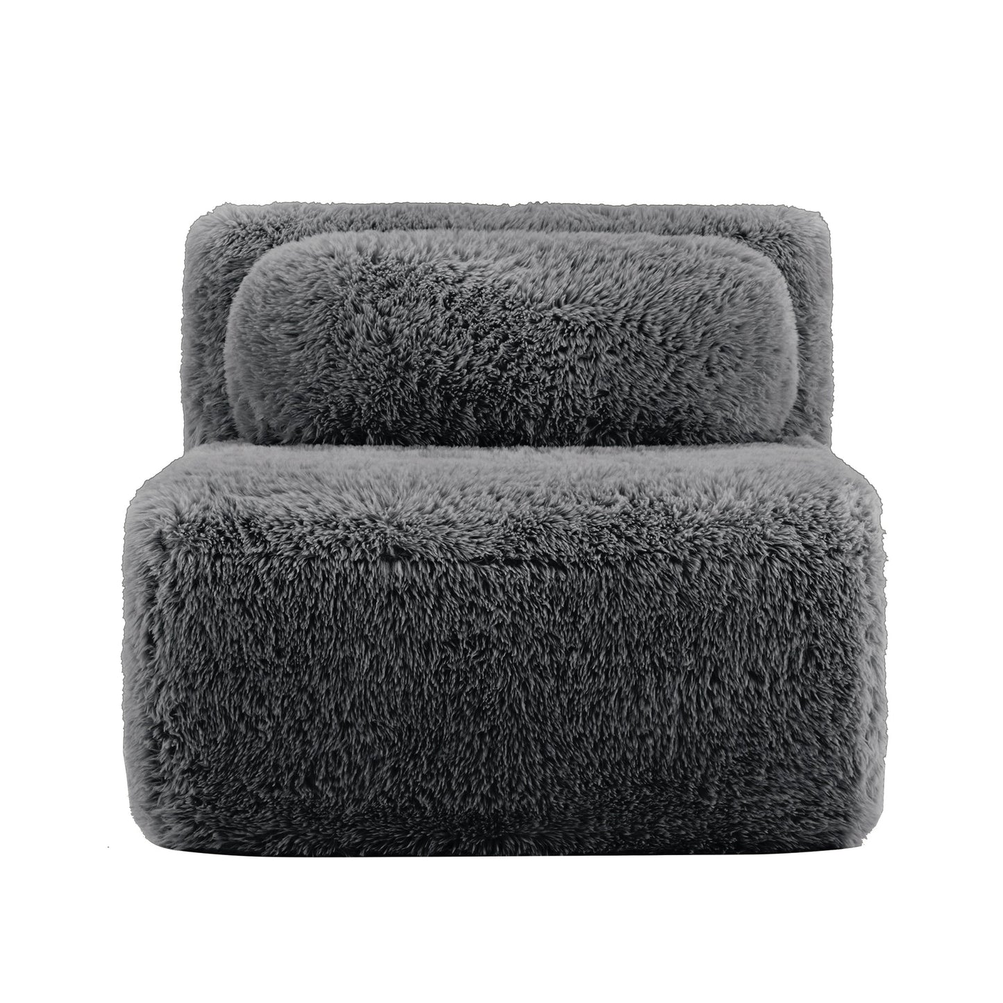 Aviana Armless Sofa With Pillow Plush Fabric - Dark