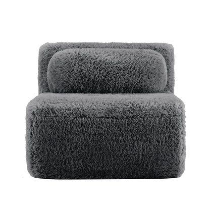 Aviana Armless Sofa With Pillow Plush Fabric - Dark