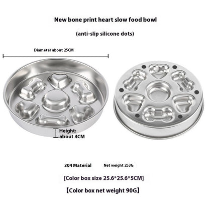 Non-slip Anti-choke 304 Stainless Steel Pet Slow Feeding Bowl