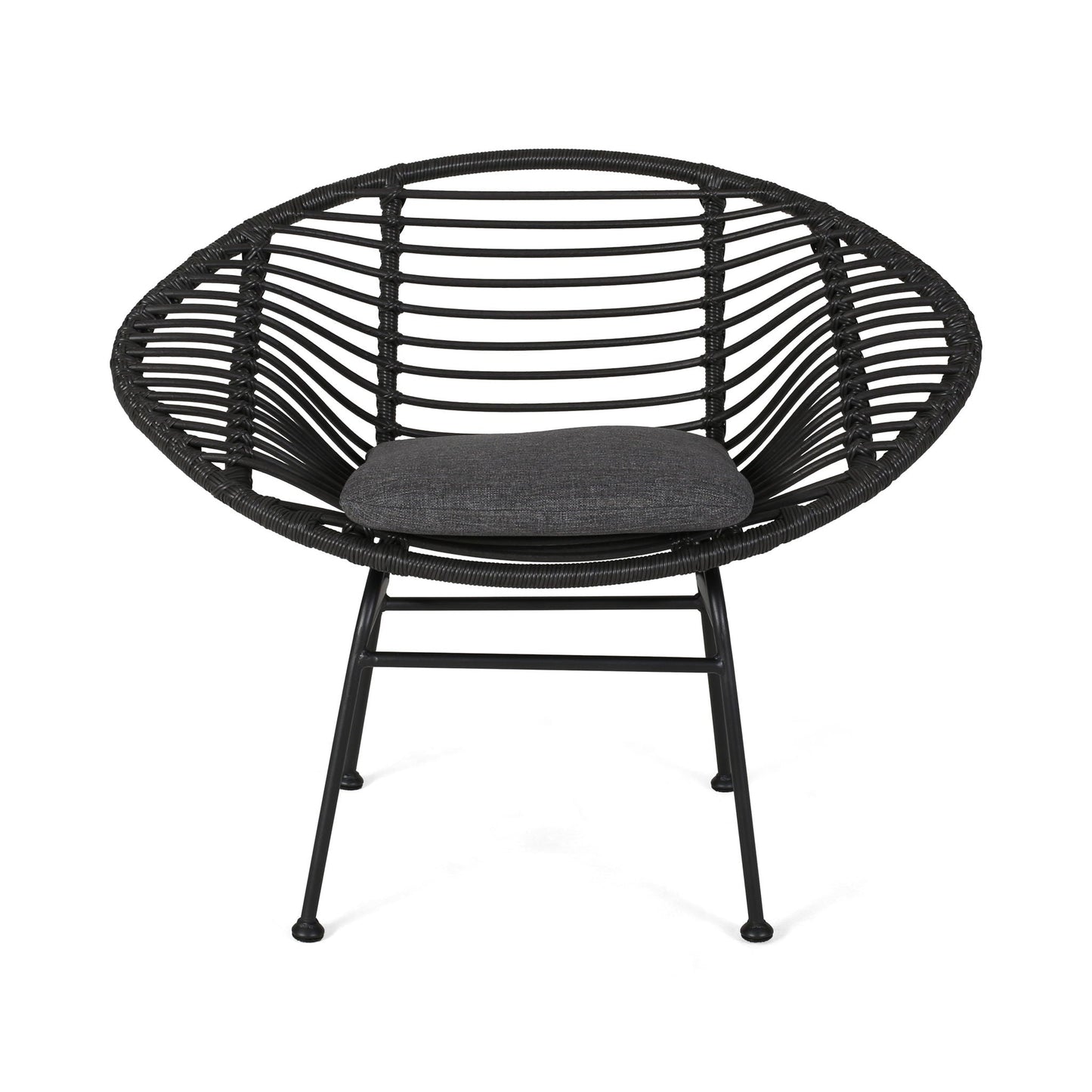 Cordella Outdoor Woven Wicker Chairs with Cushions, Set of 2