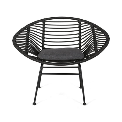 Cordella Outdoor Woven Wicker Chairs with Cushions, Set of 2