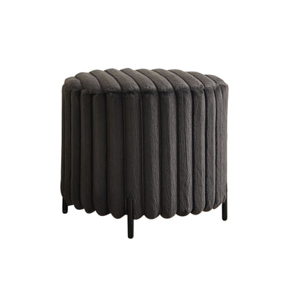 Wide Upholstered Round Pouf Ottoman Foot Rest