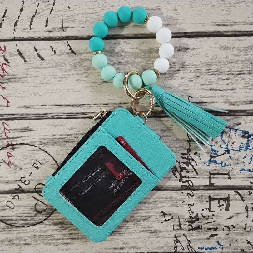 Silicone Bead Bracelet Leather Wallet