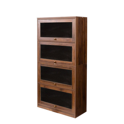 Bookcase Contemporary Closed Back Glass Doors Office Storage Cabinet