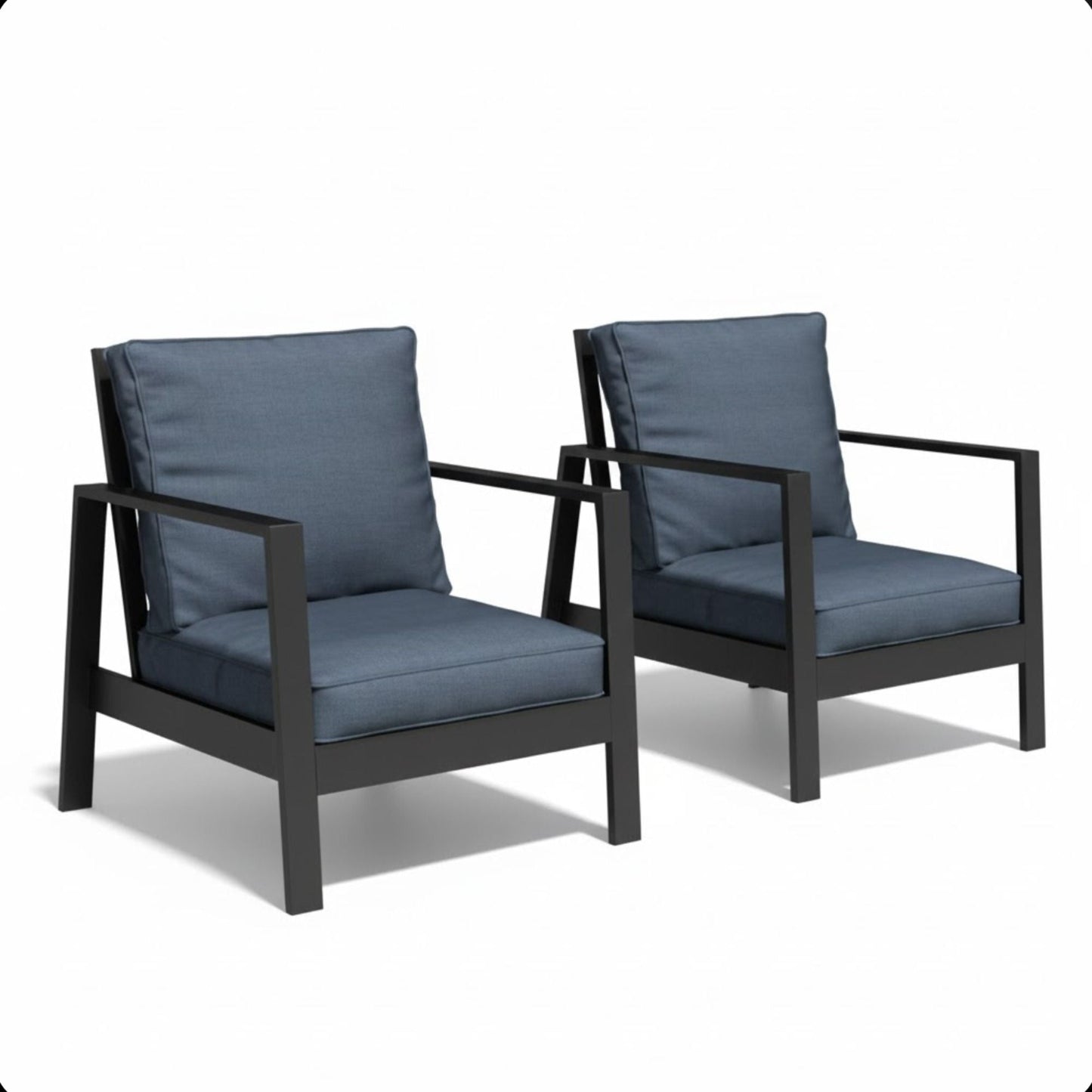 All-Weather Ergonomic Patio Armchairs With Thick Cushions (Set of 2)