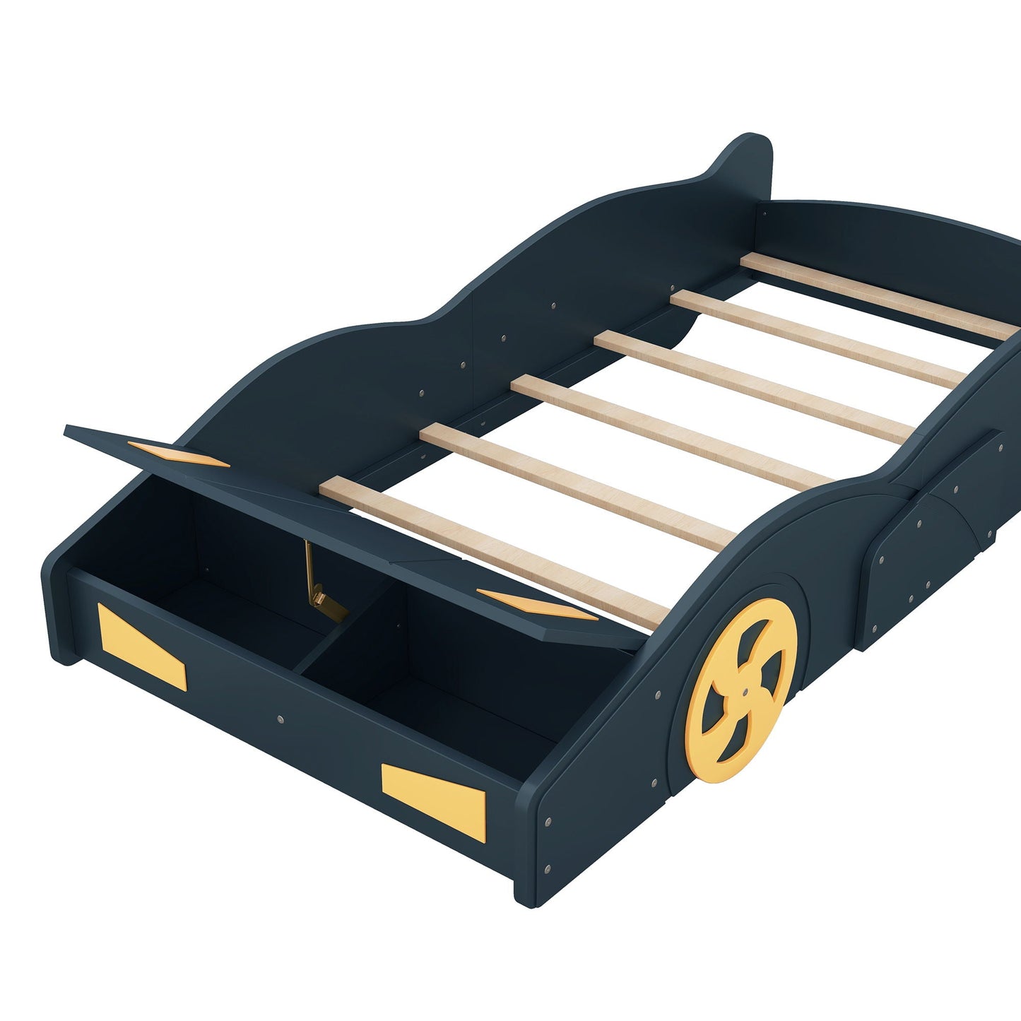 Race Car Shaped Platform Bed With Wheels And Storage