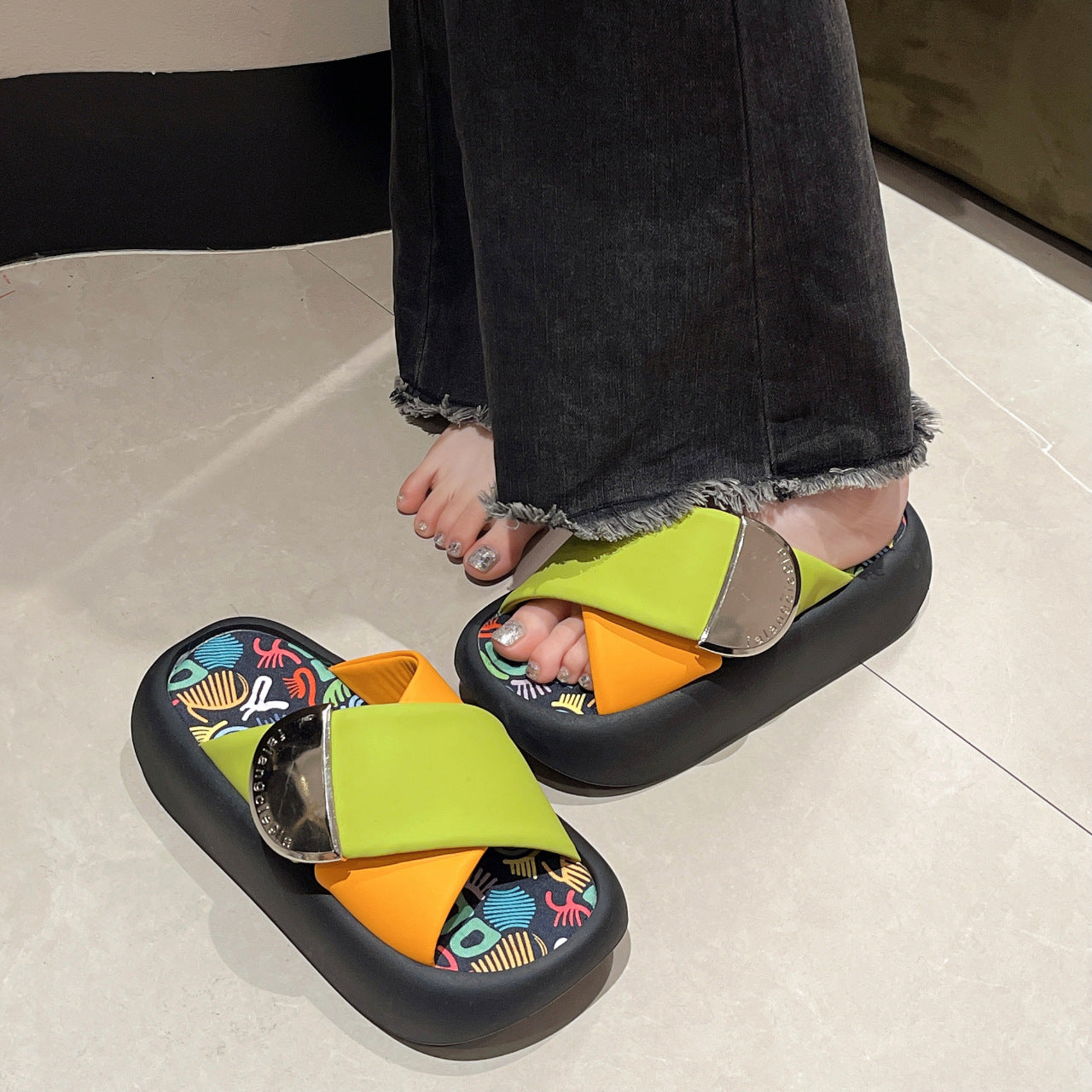 Exotic-style Casual Thick-soled Slippers For Women
