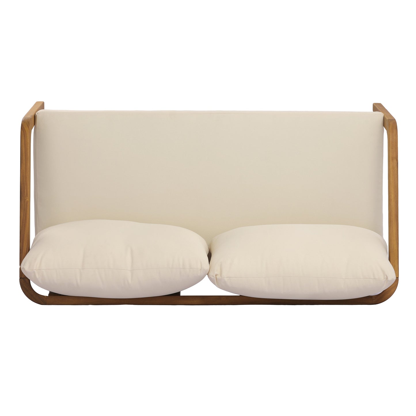 2-Piece Outdoor Loveseat & Coffee Table Set Acacia Wood Frame with PE Wicker Back & Water-Resistant Cushions