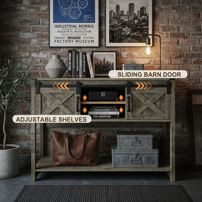 Farmhouse Entryway Table With Sliding Barn Door