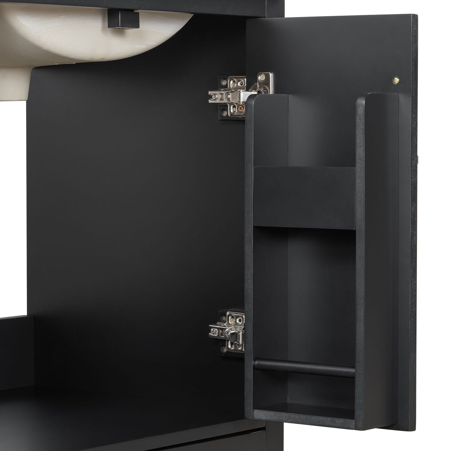 Bathroom Vanity With Sink, 1 Divided Drawer And 2 Soft Close Doors With Double Shelf