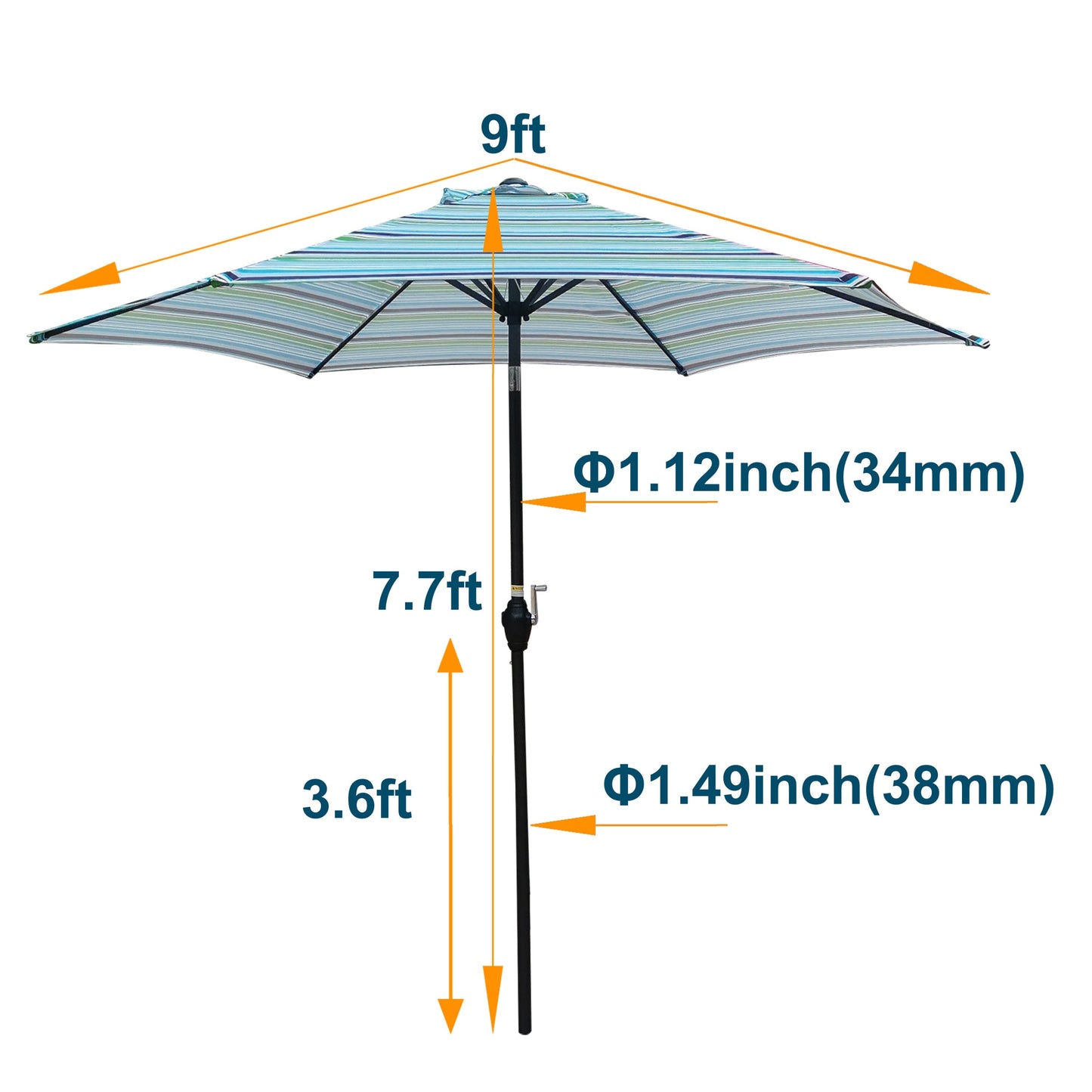 9FT Umbrella Blue Stripes