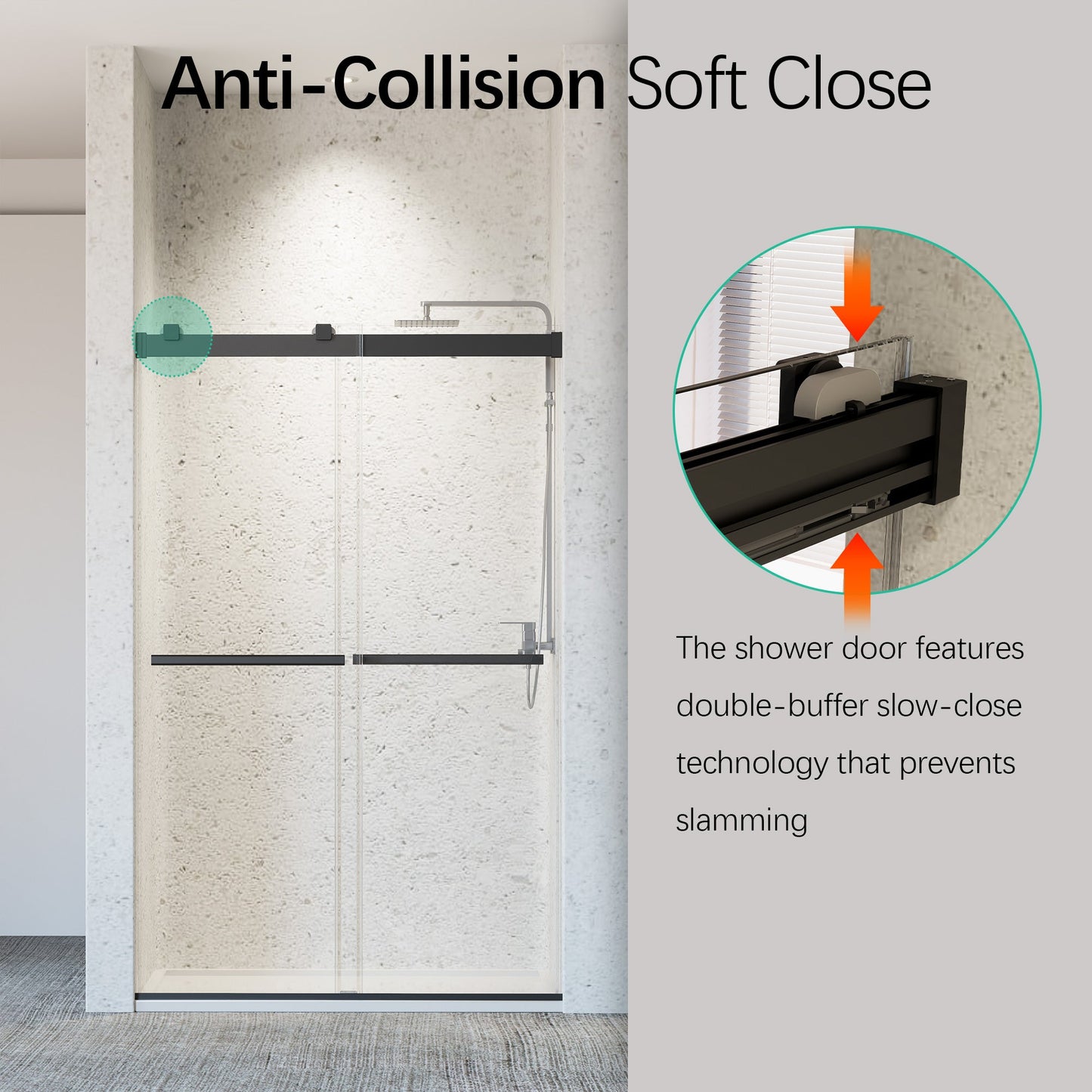 46-48" W x 76" H Frameless Double Sliding Soft-Close Shower Door