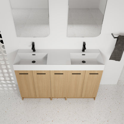 60" Double Sink Bathroom Vanity with Extra-Large Storage