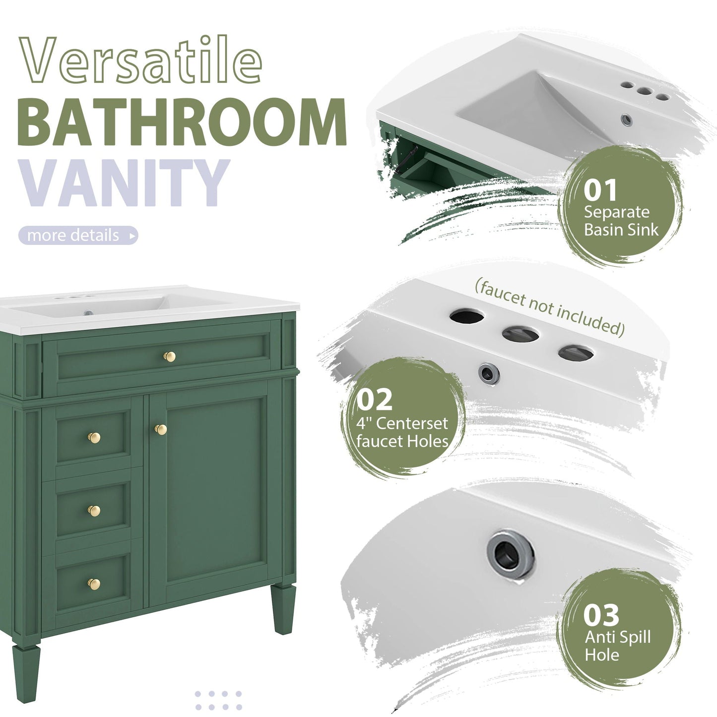 Bathroom Vanity With Medicine Cabinet, Royal Mirror Cabinet, Modern Bathroom Storage Cabinet With 2 Soft Closing Doors And 4 Drawers