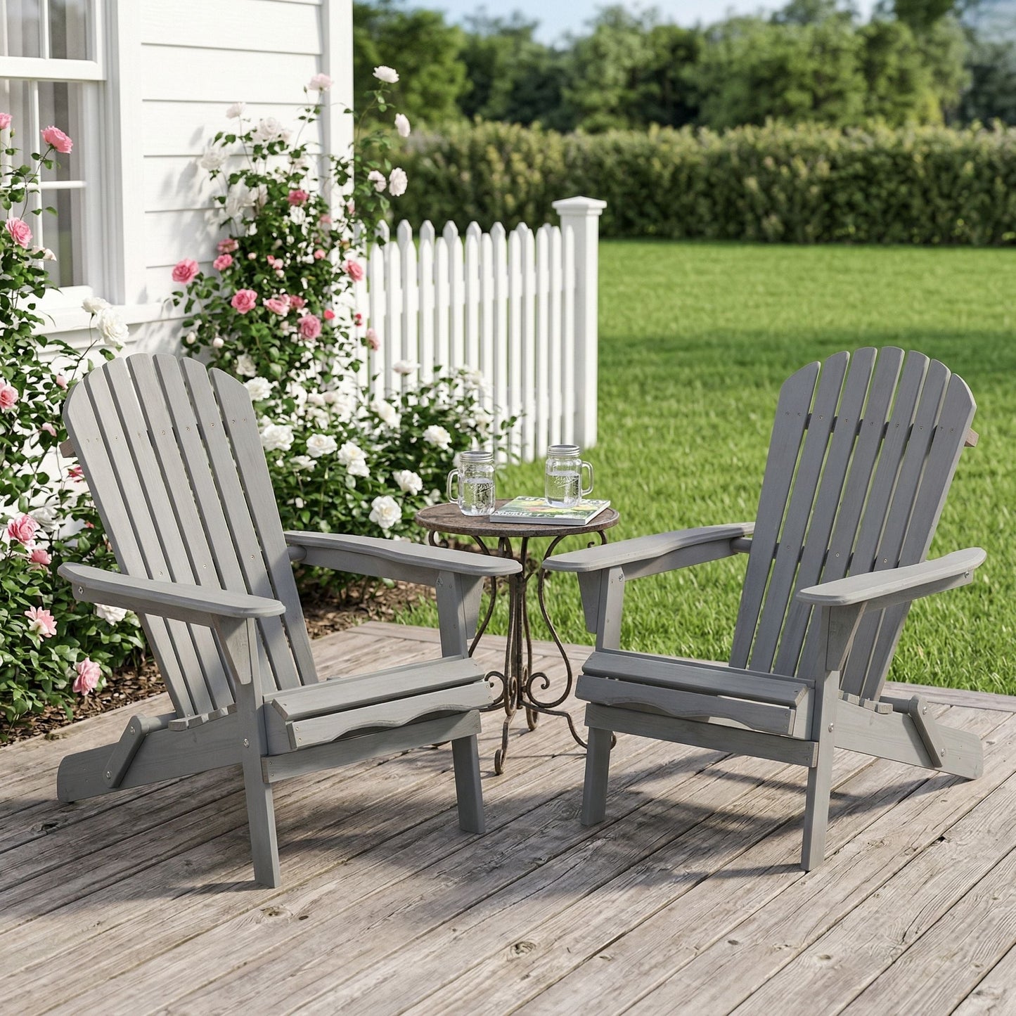 Oversize Outdoor Folding Adirondack Chair, Patio Chair For Garden
