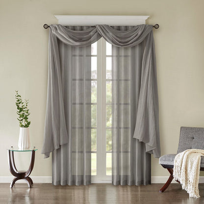 Solid Crushed Curtain Panel Pair (2 Pcs) - Grey