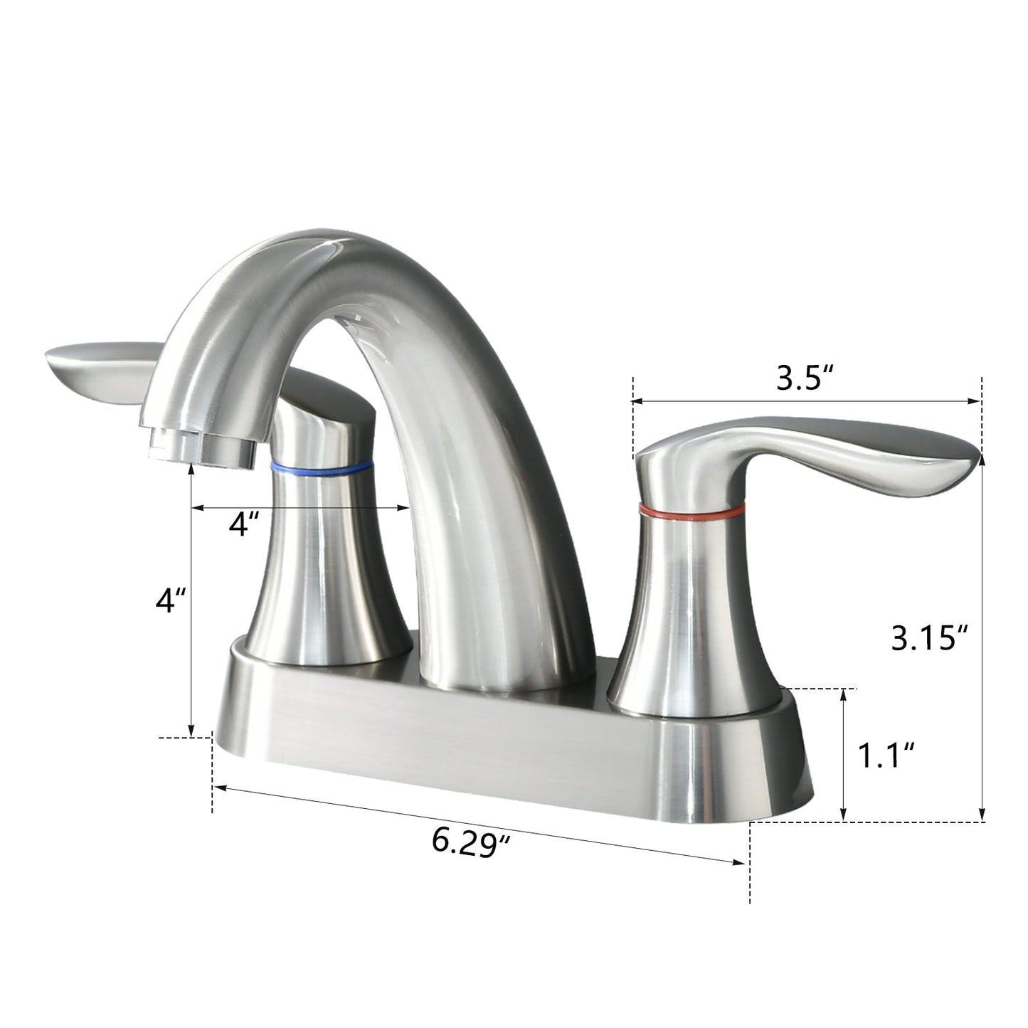 Two Handle 4 Inch Centerset Bathroom Sink Faucet with Pop-Up Drain, Brushed Nickel