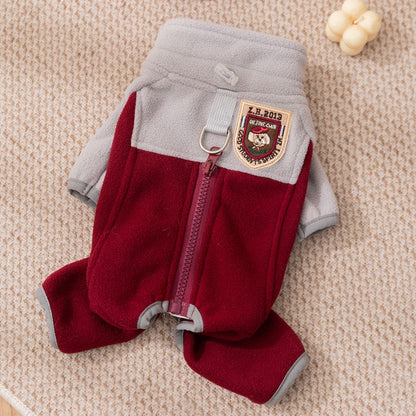Winter Warm Fleece, Light Outdoor Color-blocking Polar Fleece, Small Dog Warm Four-legged Fleece, Pet Clothing