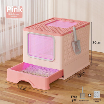 Extra-large Fully Enclosed Drawer-Type Foldable Cat Litter Box