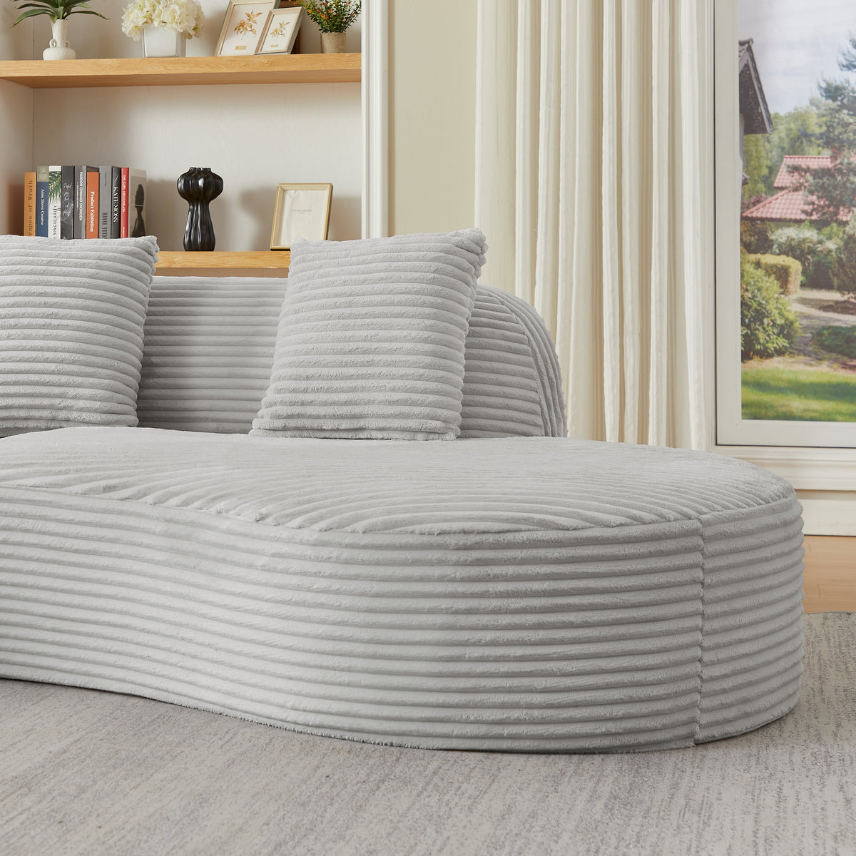 Contemporary Corduroy Curved Sectional Sofa