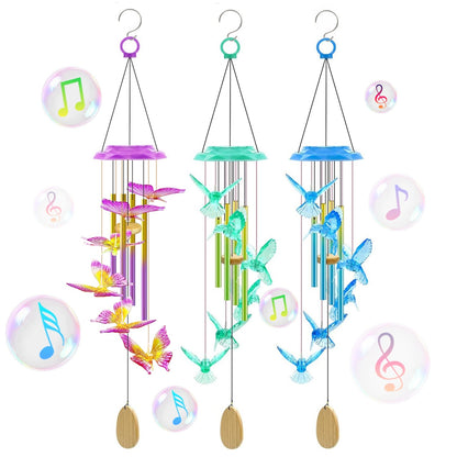 Solar Wind Chime with Color-Changing LED & Aluminum Tubes