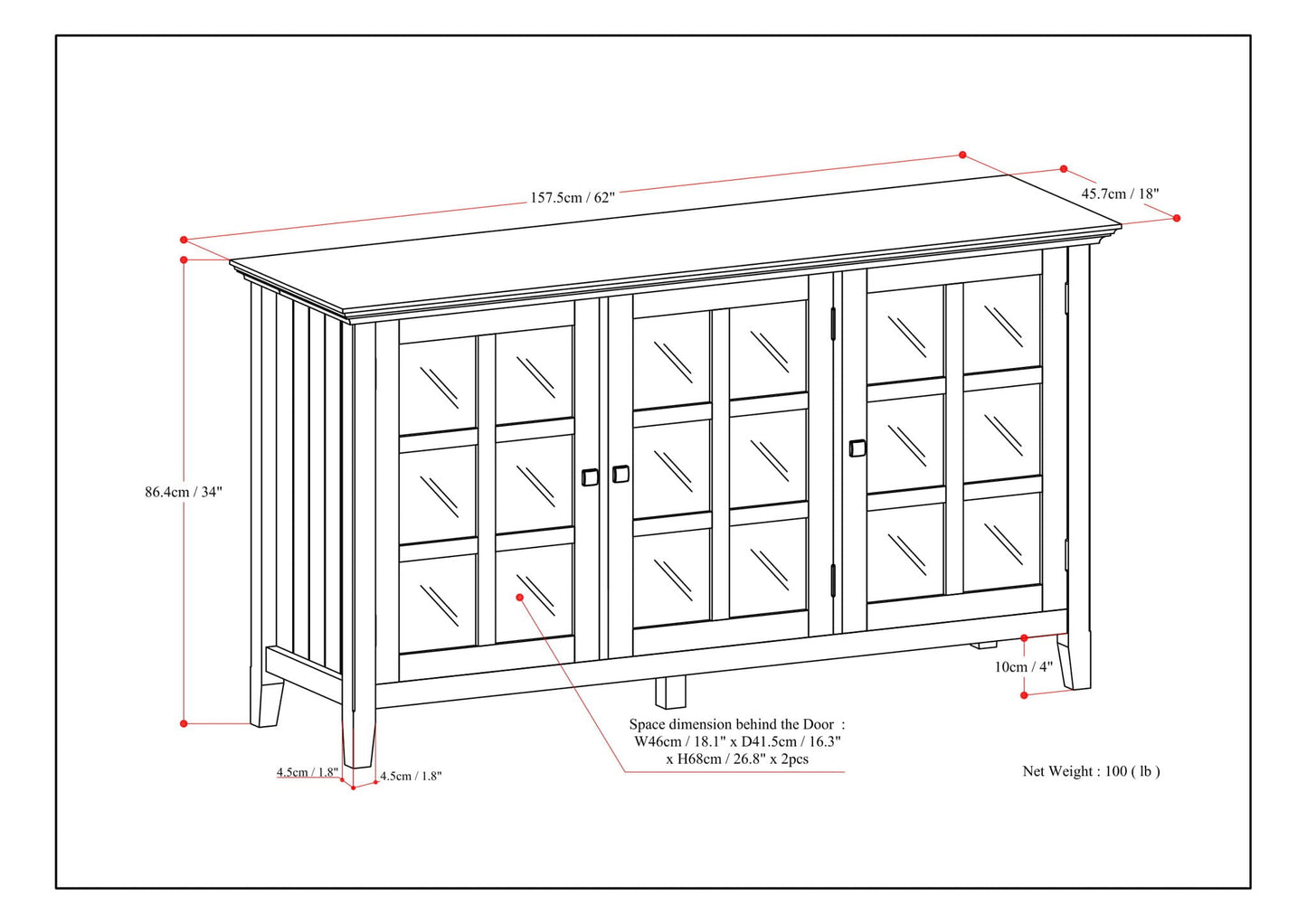 Acadian - Wide Storage Cabinet Handcrafted