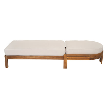 Patio Acacia Wood Chaise Lounge Chairs with Adjustable Backrest Set of 2