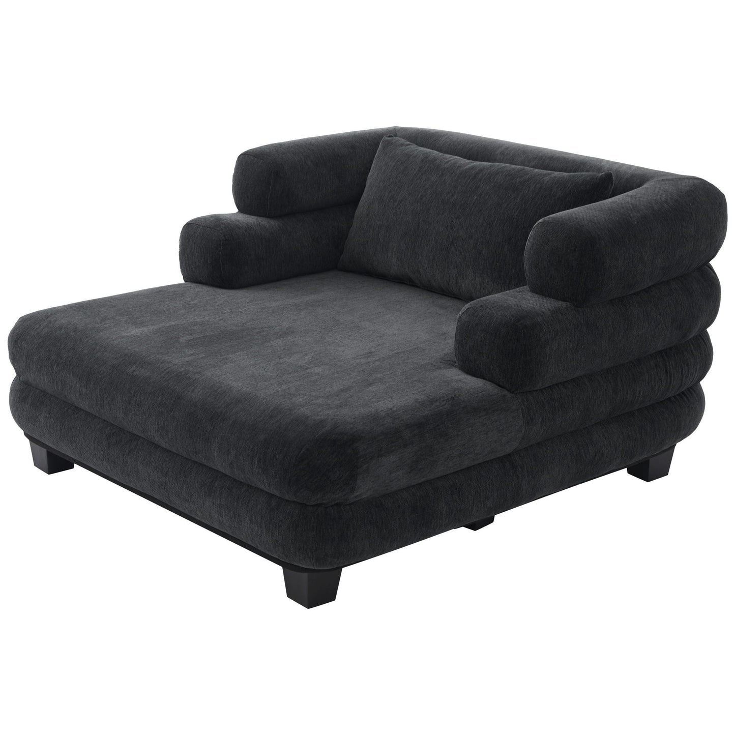Oversized Chaise Lounge Sofa Bed with Deep Seat and Layered Armrests