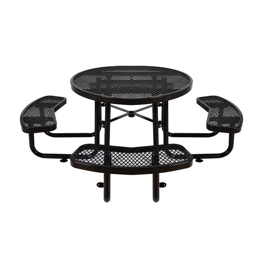 Large 46-Inch Heavy-Duty Round Outdoor Steel Picnic Table With Umbrella Hole (SAK96428)