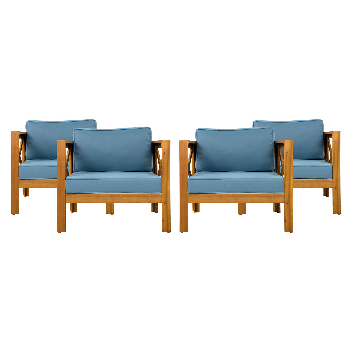 Patio Conversation Set, Outdoor Wood Conversation Seat (Set of 2)