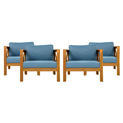Patio Conversation Set, Outdoor Wood Conversation Seat (Set of 2)