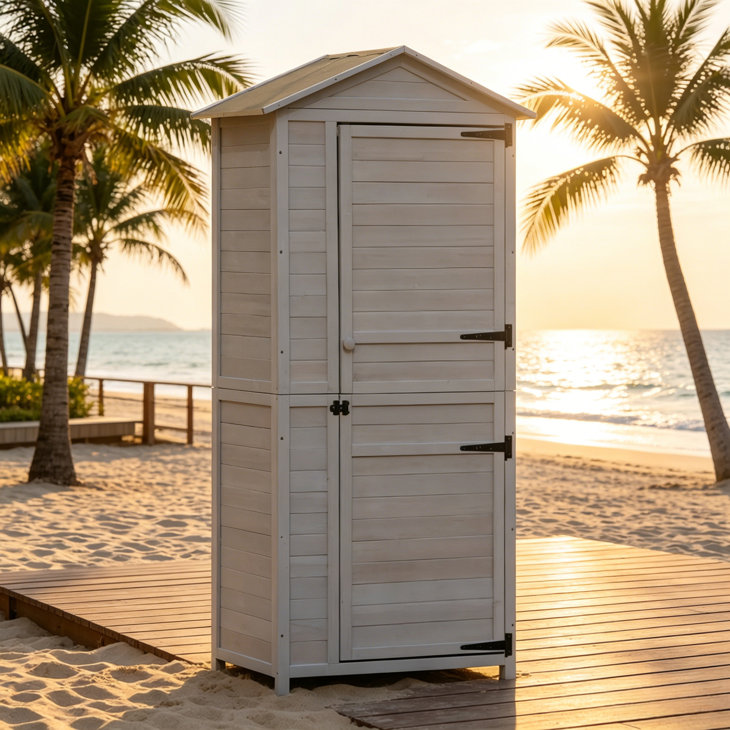 Outdoor Storage Shed with Tilted Tin Roof
