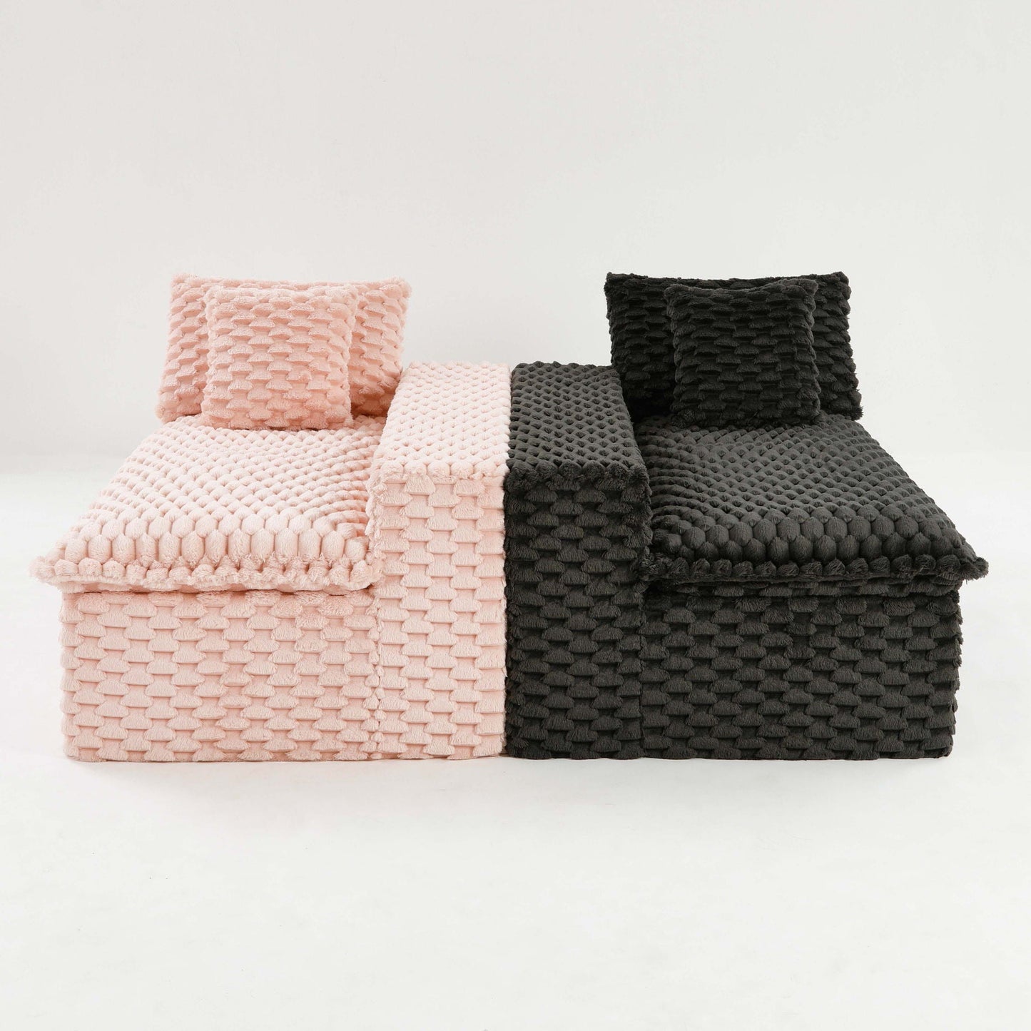 Multifunctional Sofa Pink Black, Fits 4 People