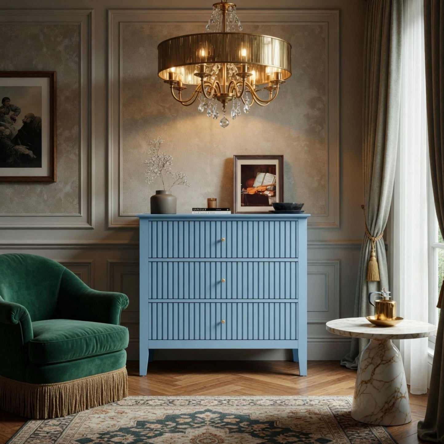 Fluted 3 Drawer Nightstand With Soft Close Slides