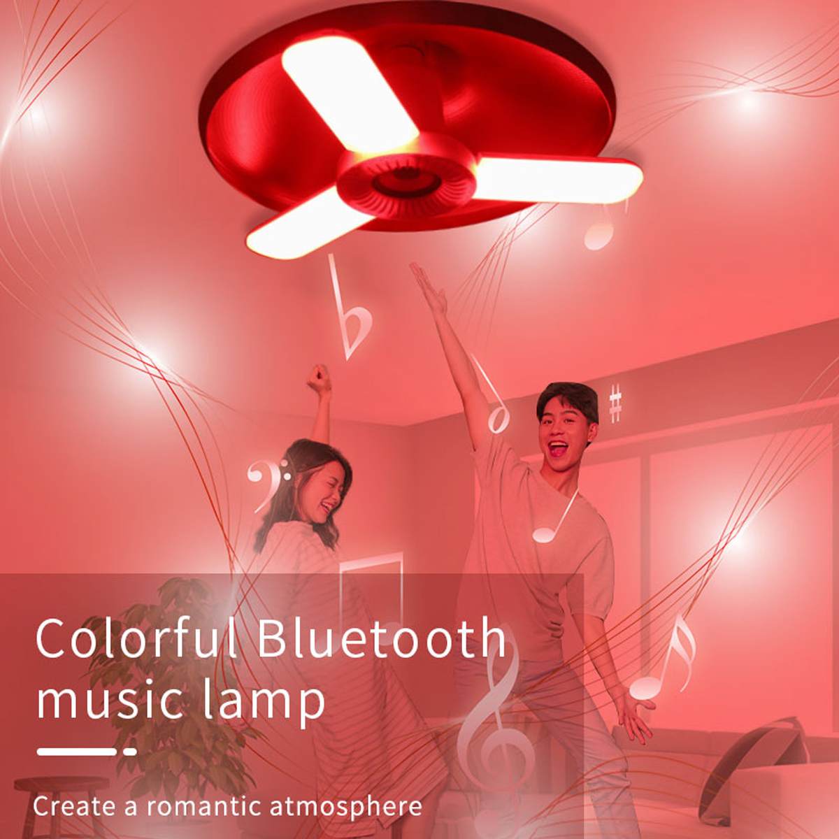 RGB Folding Bluetooth Music Lamp with Three Leaf Design