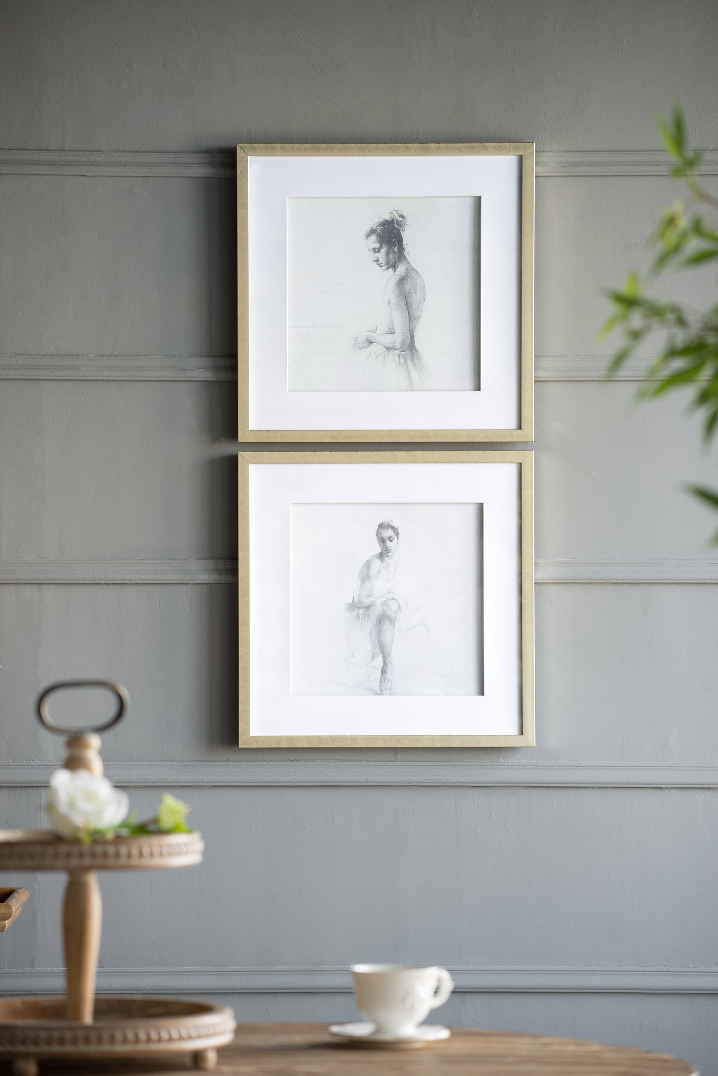 19.7x19.7" Ballet Dancer Art, Set of 2