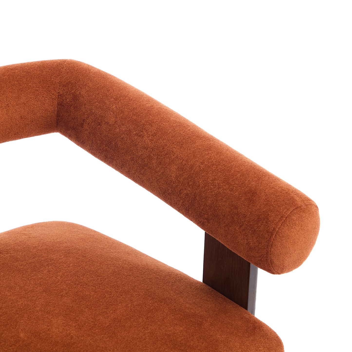 Round Armrest Loveseat (Dark Orange + Brown)