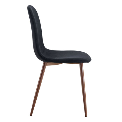 Luxury Simple Chair (Set of 4) Linen Cotton High Resilience Dining Chair With Metal Color Leg - Black / Walnut