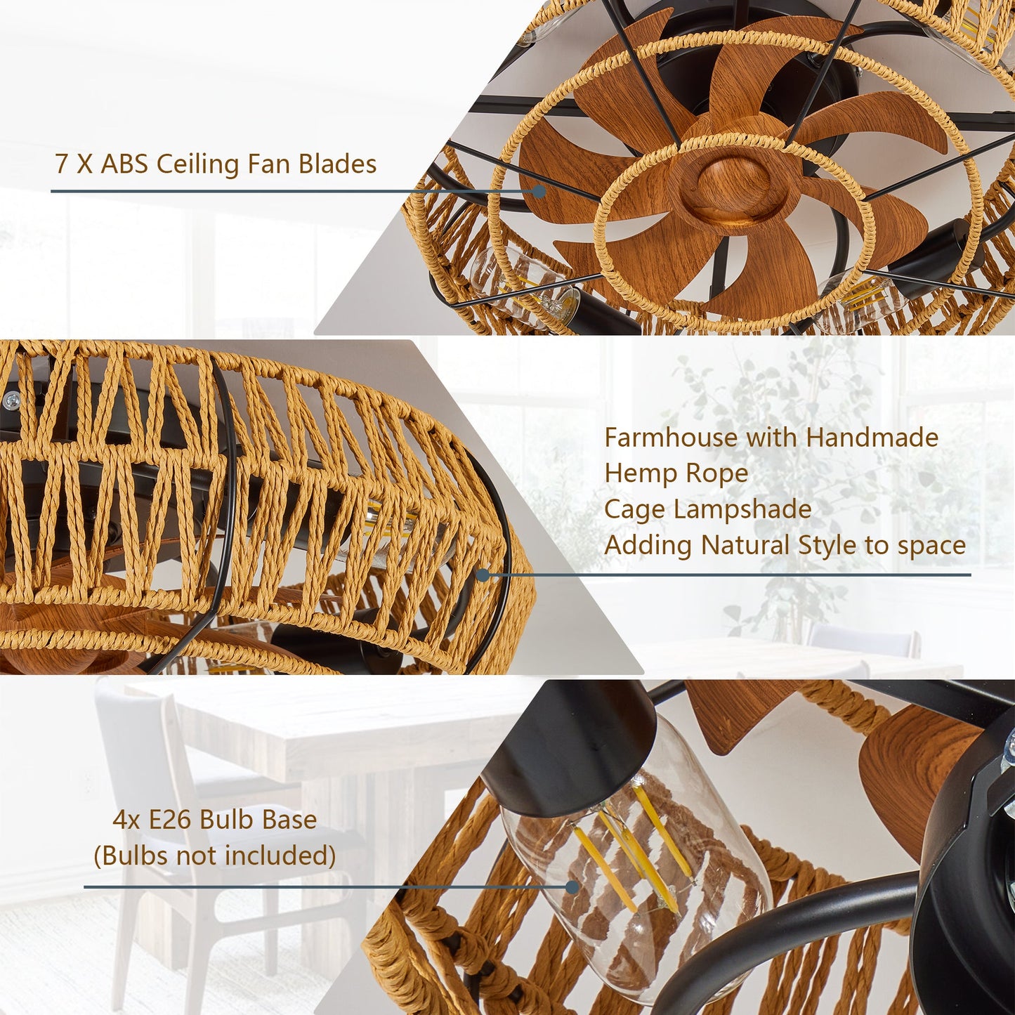19" Caged Ceiling Fan with Lights and Remote