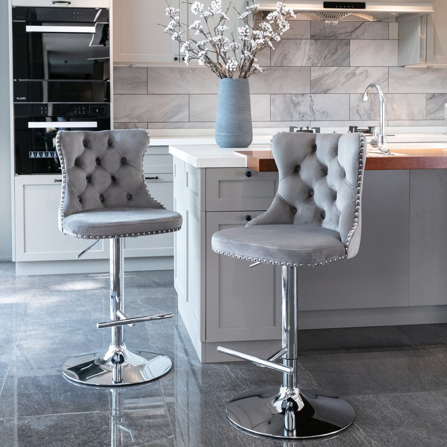 Swivel Adjustable Height Barstools Set of 2