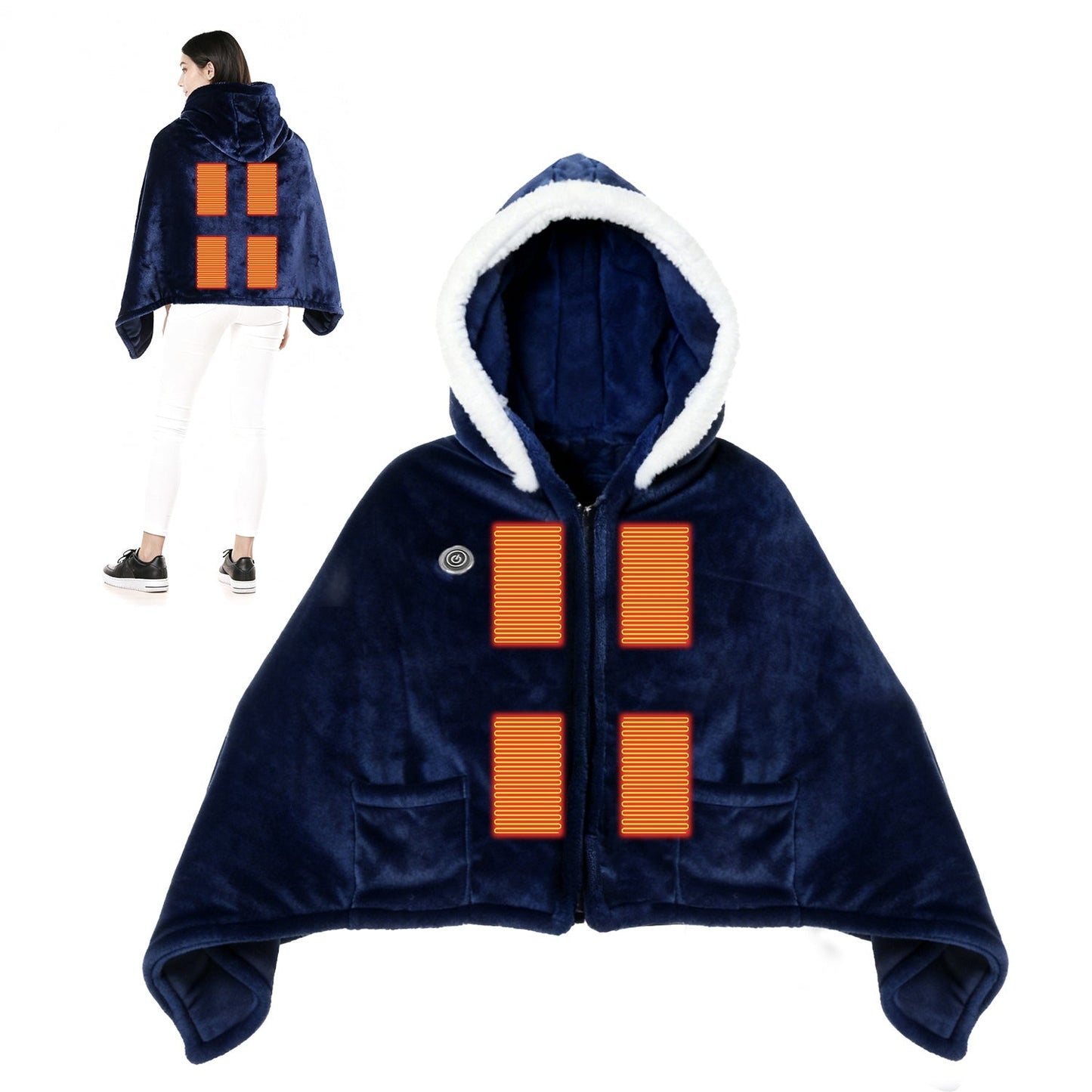 Wearable Heated Blanket with 8 Heating Zones and 3 Temp Levels