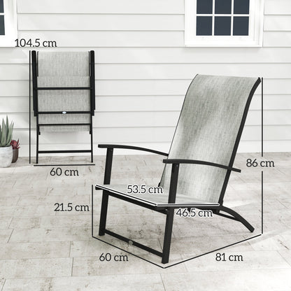 Outsunny Folding Patio Chairs Set of 2, Portable Outdoor Dining Chairs with High Back, Armrests