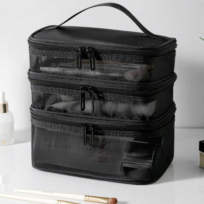 Mesh cosmetic bag, lightweight large capacity three-layer toilet bag, double-layer storage bag, travel mesh bag, tool storage box portable, Mesh ShowerTote Bag,