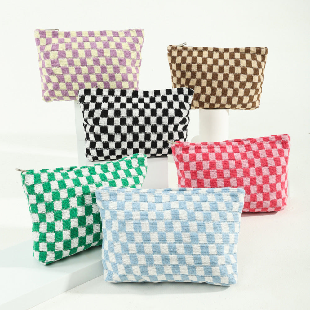 Large-capacity Yarn Checkerboard Makeup Bag